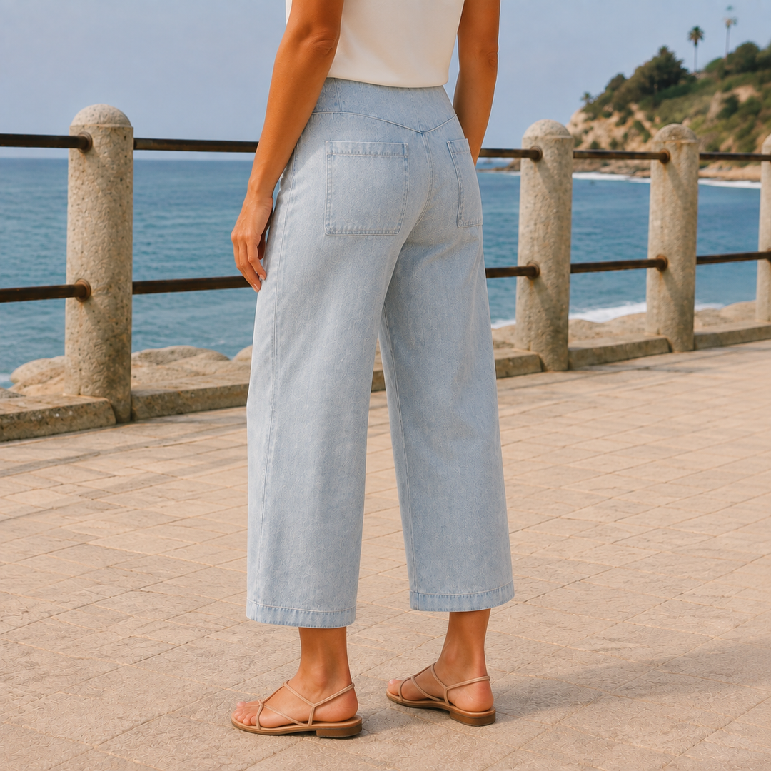 Women's Meredith-Elise Sculpted Wide Leg Pants in Sky | Invictora.com