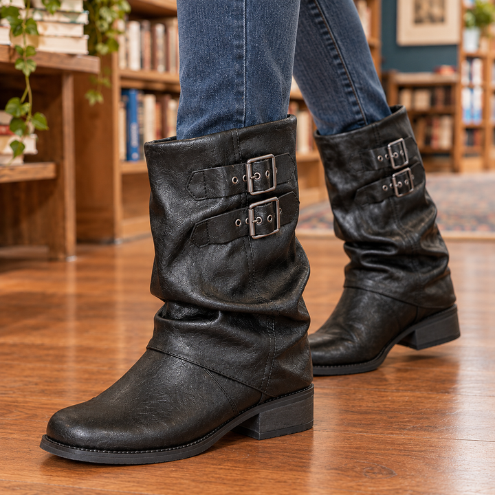 Women's Comacchio Buckled Boots in Black | Invictora.com