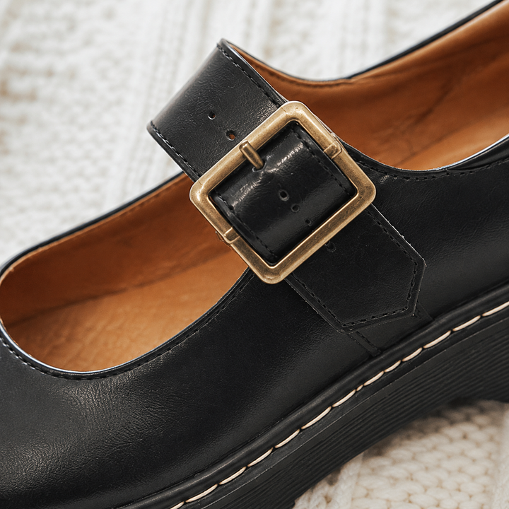 Women's Bertelli Platform Mary Janes in Black | Invictora.com