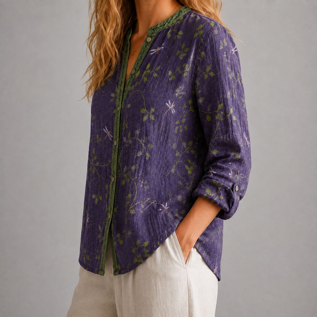 Women's Willa Botanical Blouse in Purple | Invictora.com