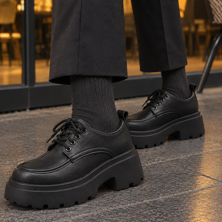 Women's Frascati Platform Derby Shoes in Black | Invictora.com