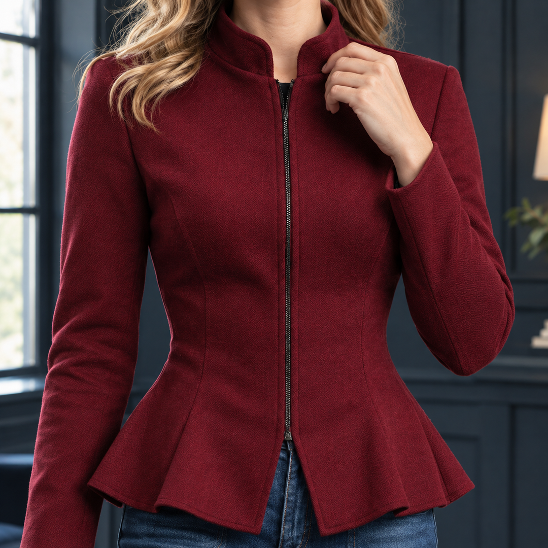 Women's Luna-Sage Peplum Jacket in Red | Invictora.com