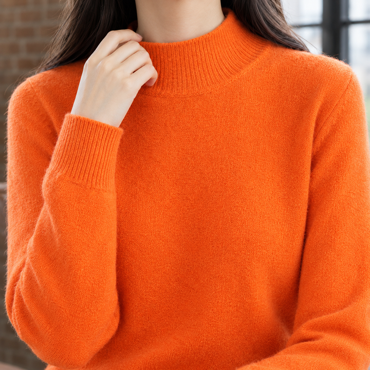 Women's Jocasta Mock Neck Sweater in Orange | Invictora.com