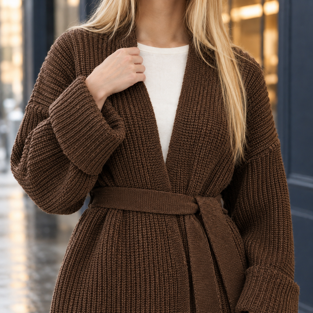Women's Christabel-Skye Belted Cardigan in Brown | Invictora.com