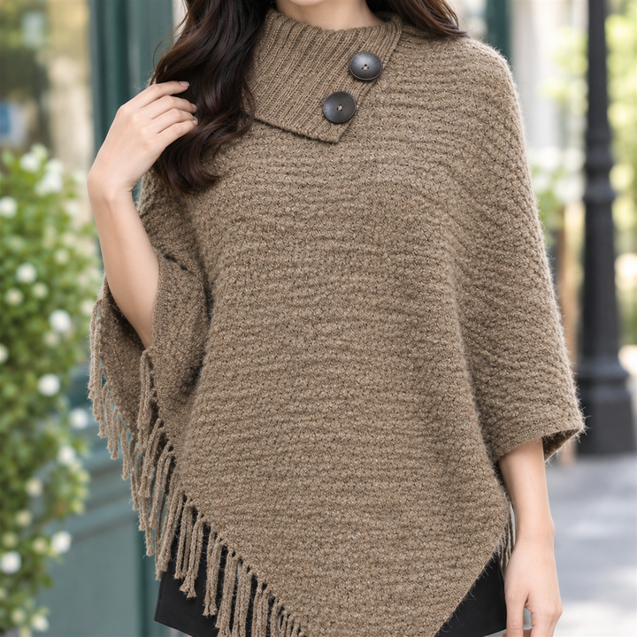 Women's Sabina-Pearl Turtleneck Sweater in Khaki | Invictora.com