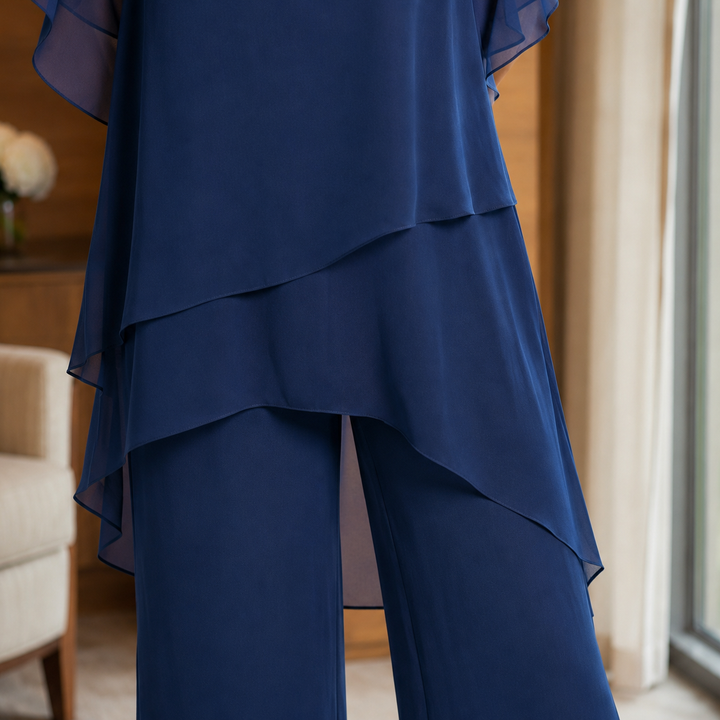 Women's Aimee-Jane Asymmetric Pants Set in Dark Blue | Invictora.com