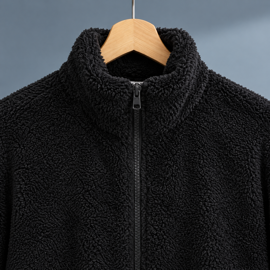Women's Bethany Plush Zip Jacket in Black | Invictora.com