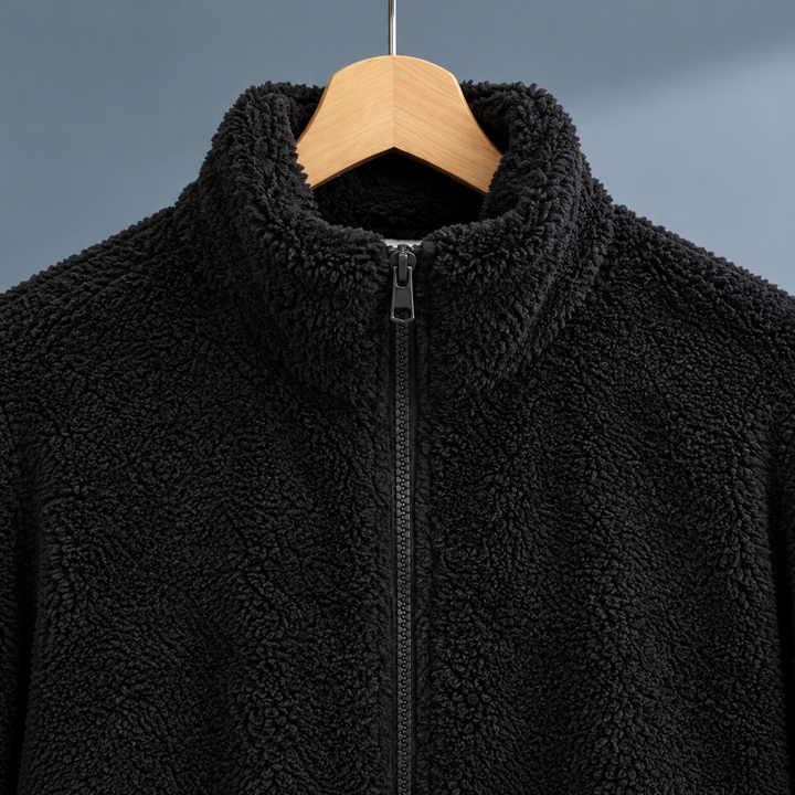 Women's Bethany Plush Zip Jacket in Black | Invictora.com