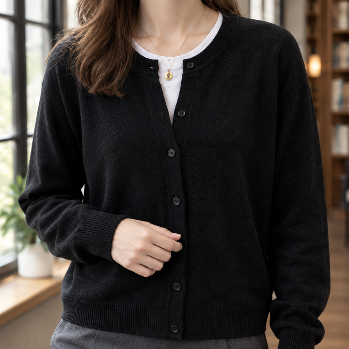 Women's Liliane-Belle Button Front Cardigan in Black | Invictora.com