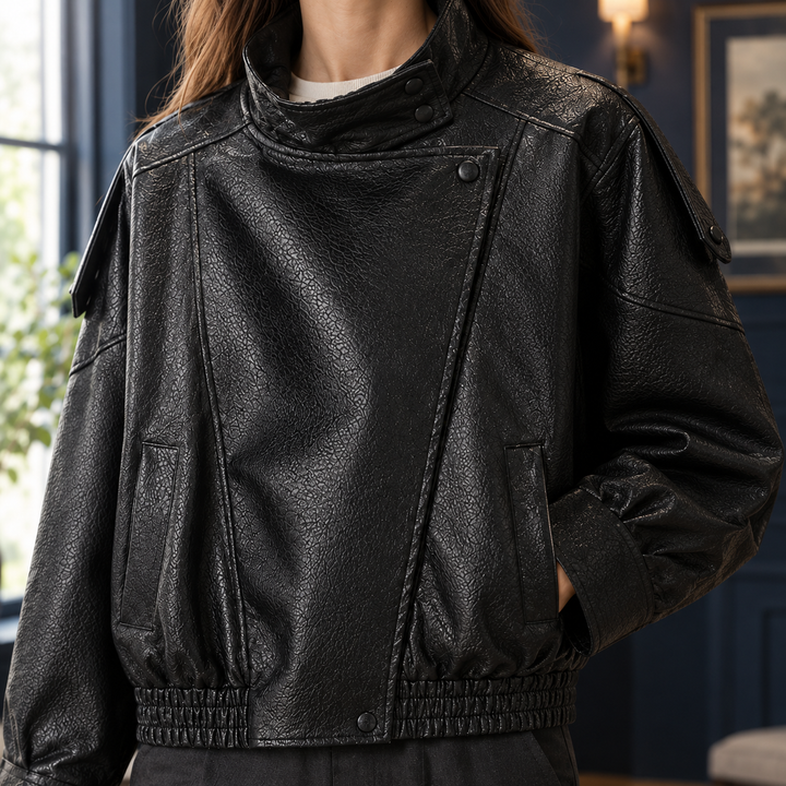 Women's Eugenie-Elise Moto Jacket in Black | Invictora.com