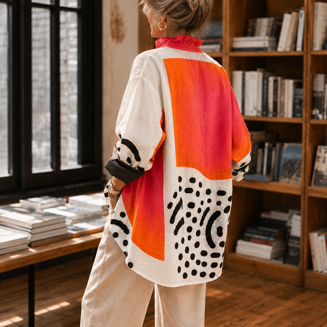 Women's Saskia-Marie Oversized Shirt in Orange Pink Multi | Invictora.com