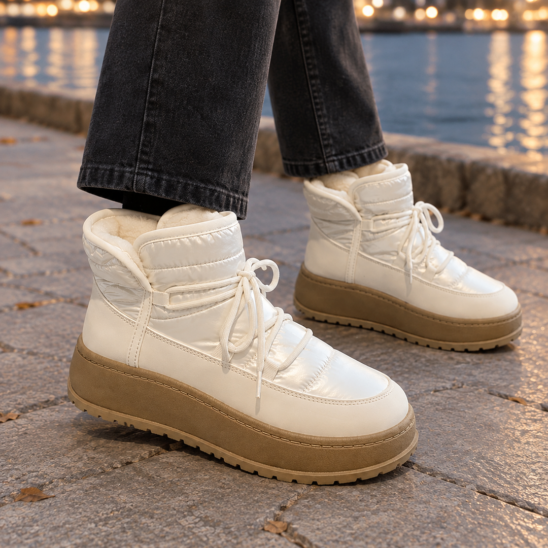 Women's Leone-Garda Platform Boots in Ivory | Invictora.com