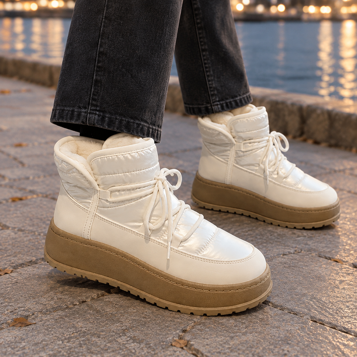 Women's Leone-Garda Platform Boots in Ivory | Invictora.com