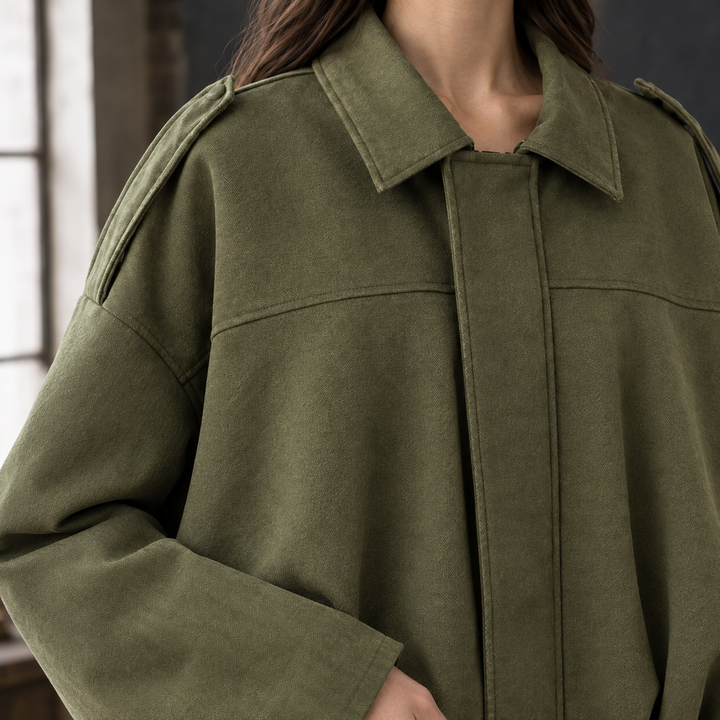 Women's Kiera Oversized Bomber Jacket in Green | Invictora.com