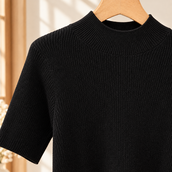Women's Quinn Mock Neck Top in Black | Invictora.com