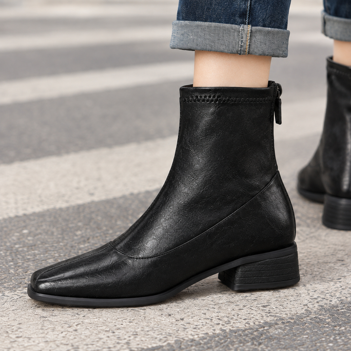 Women's Cesena Square Toe Boots in Black | Invictora.com