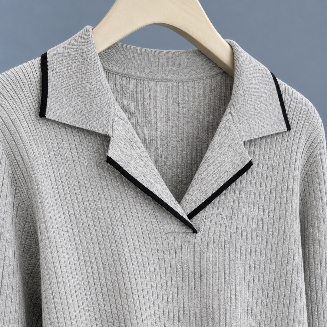 Women's Joelle Contrast Collar Sweater in Gray | Invictora.com