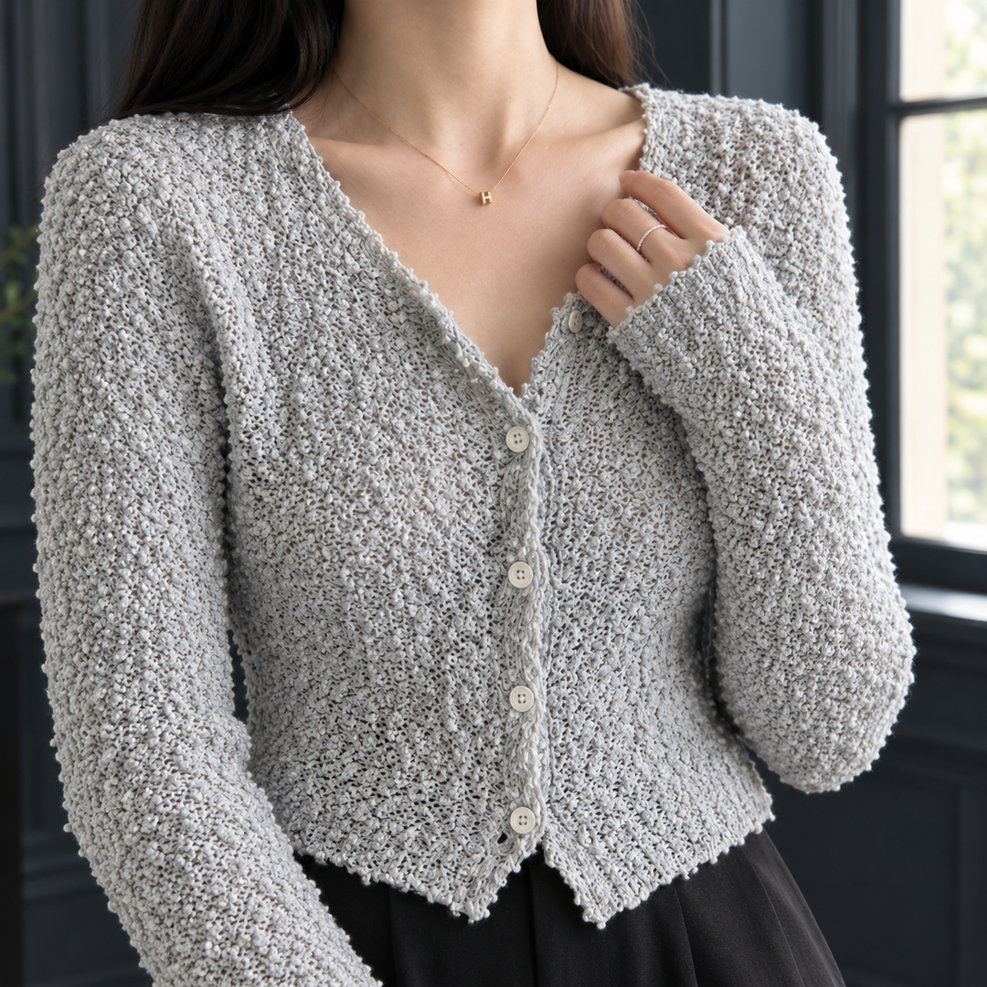 Women's Faith Textured Cardigan in Misty Gray | Invictora.com