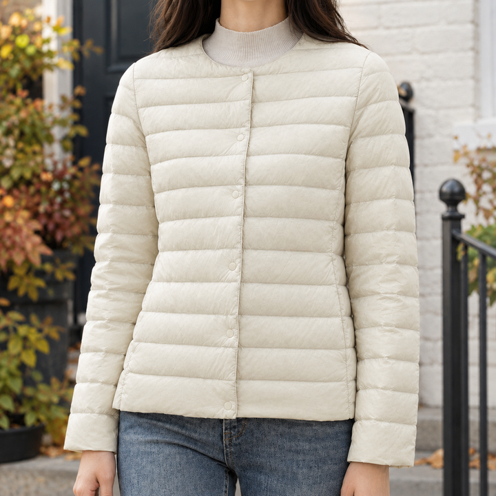 Women's Benedetta Quilted Jacket in Off White | Invictora.com