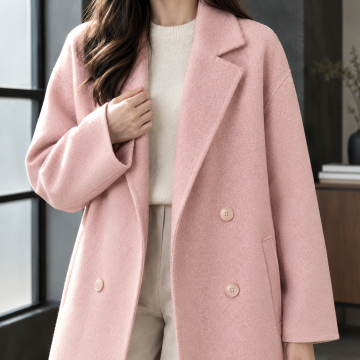 Women's Delia-Grace Double Breasted Coat in Pink | Invictora.com