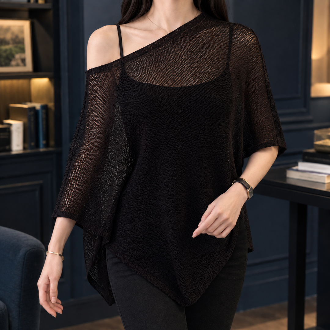 Women's Perpetua Asymmetric Knit Top in Black | Invictora.com