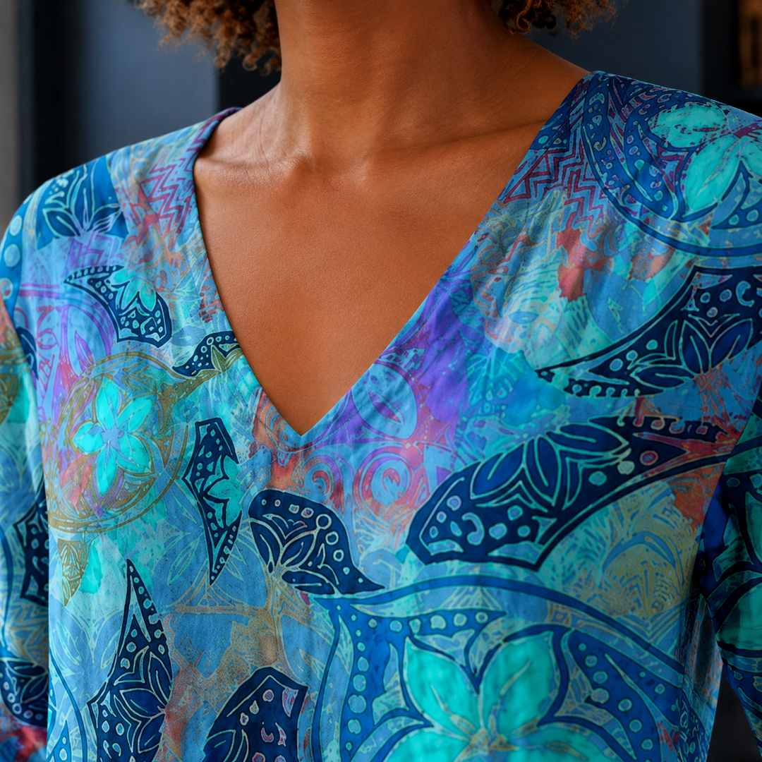 Women's Clara-Kate V-Neck Blouse in Blue | Invictora.com