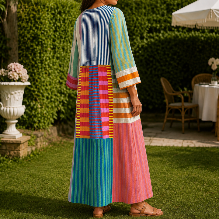 Women's April Patchwork Dress in Multicolor | Invictora.com