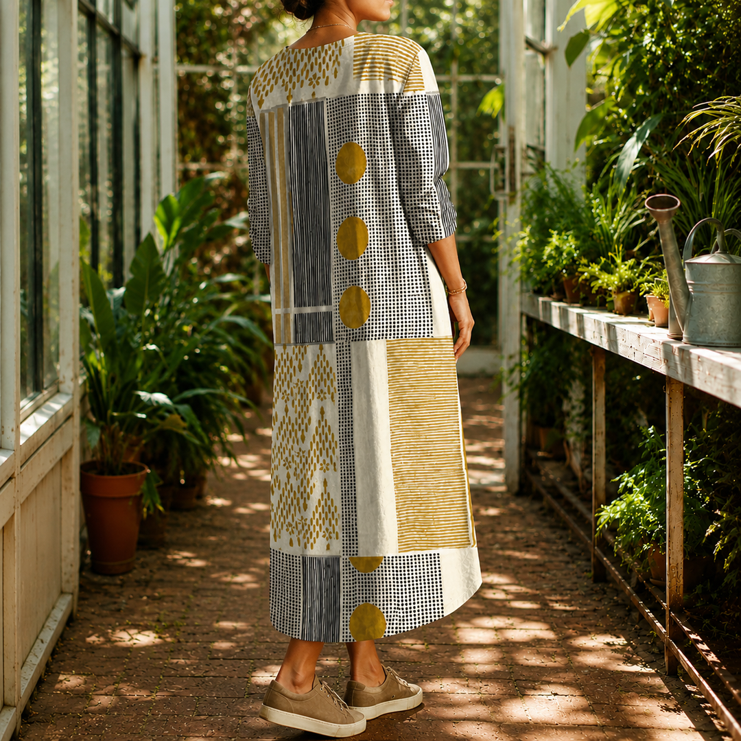 Women's Helena-Sage Patchwork Maxi Dress product image | Invictora.com