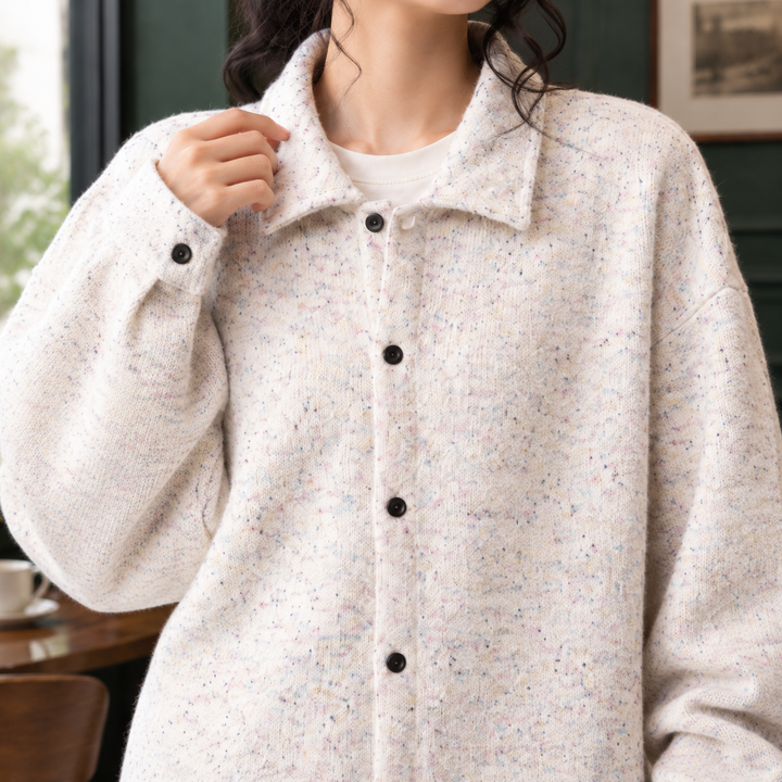 Women's Eleanor-Claire Textured Overshirt in Pastel Dots | Invictora.com
