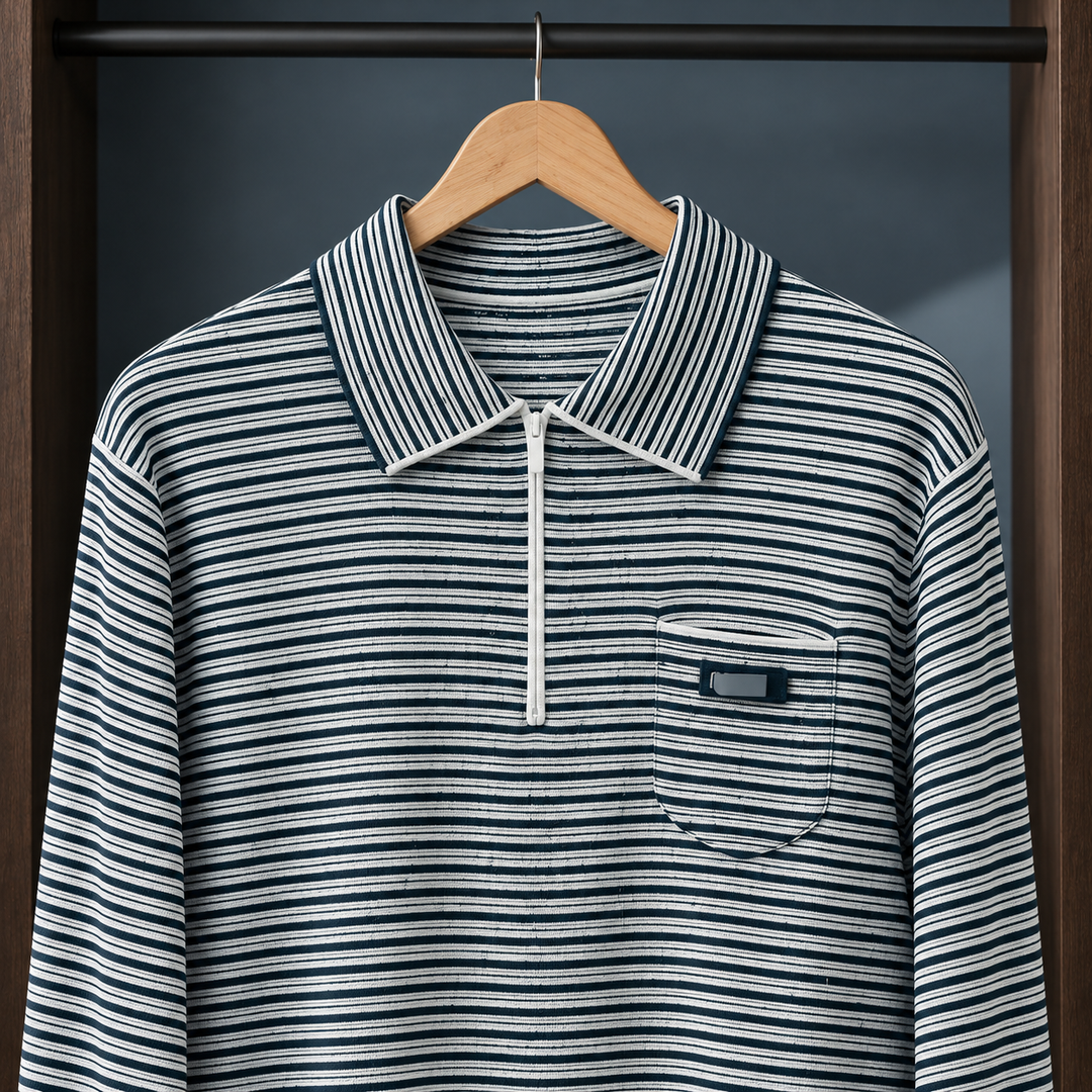 Women's Oriane-Hope Striped Polo Sweater in Black | Invictora.com