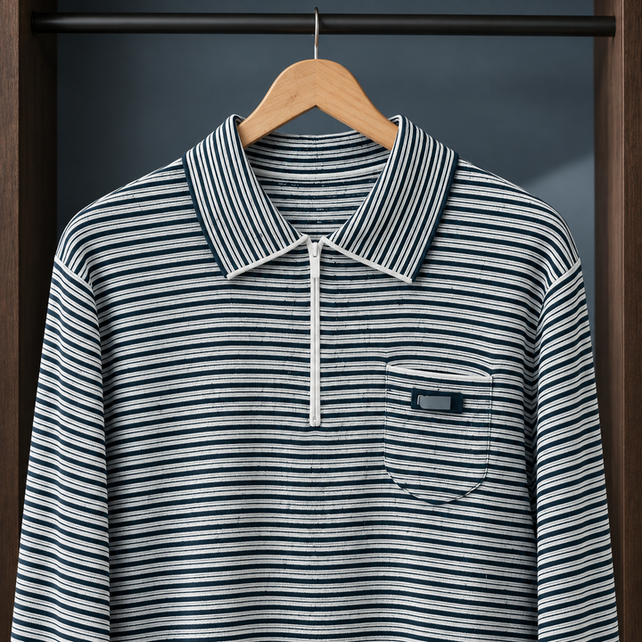 Women's Oriane-Hope Striped Polo Sweater in Black | Invictora.com