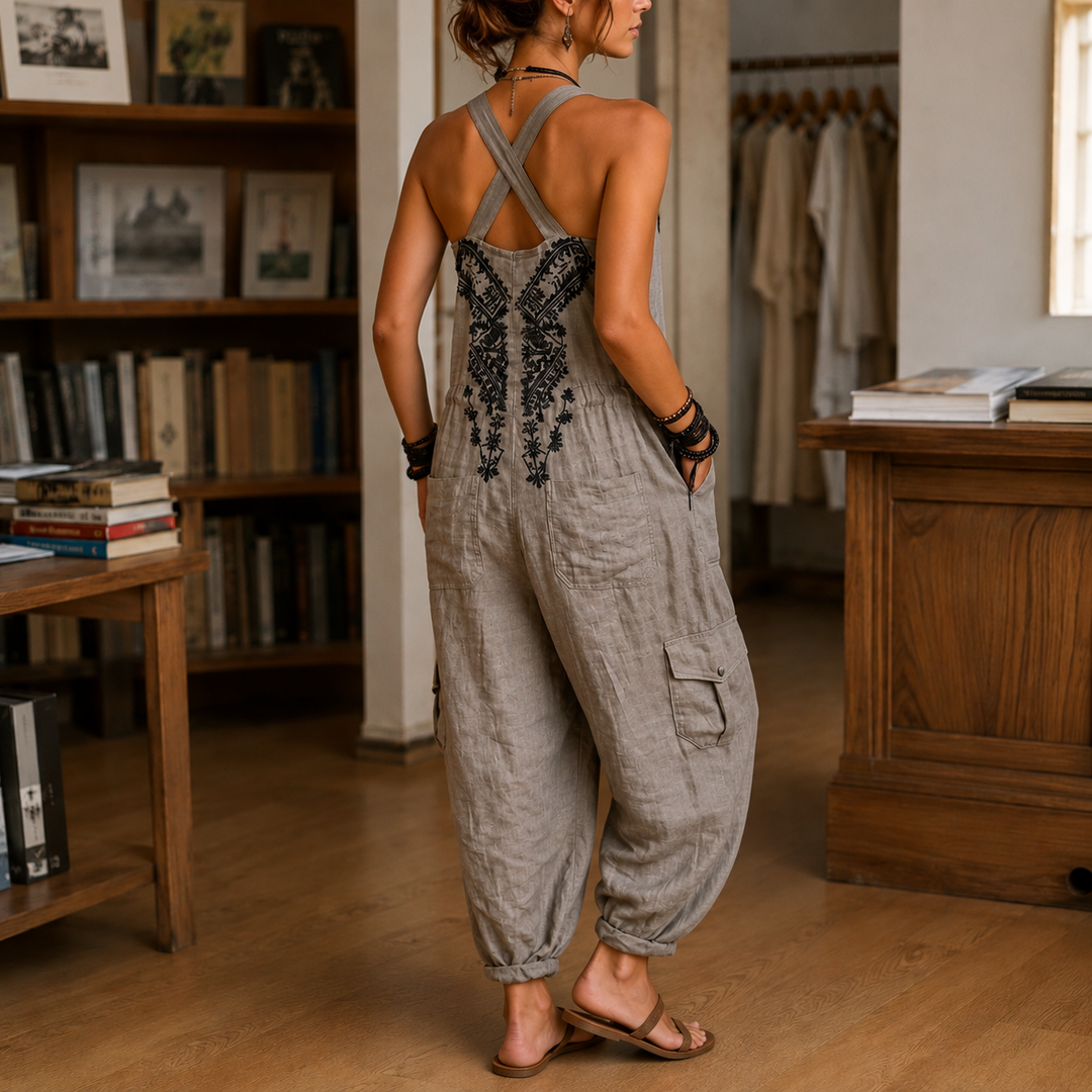 Women's Vivienne V Neck Jumpsuit in Gray | Invictora.com