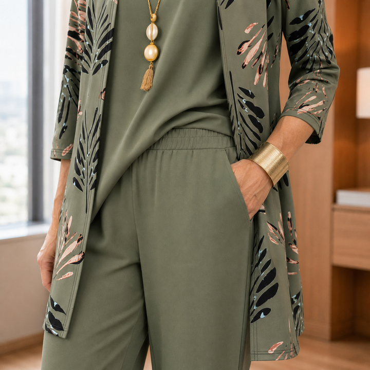Women's Renata-Marie Relaxed Pants Set in Green | Invictora.com