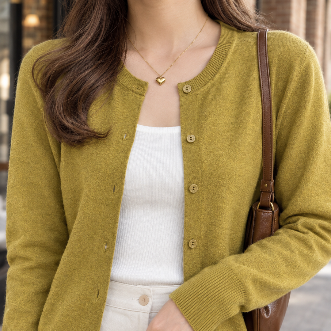 Women's Catriona-Rae Fine Knit Cardigan in Mustard Yellow | Invictora.com