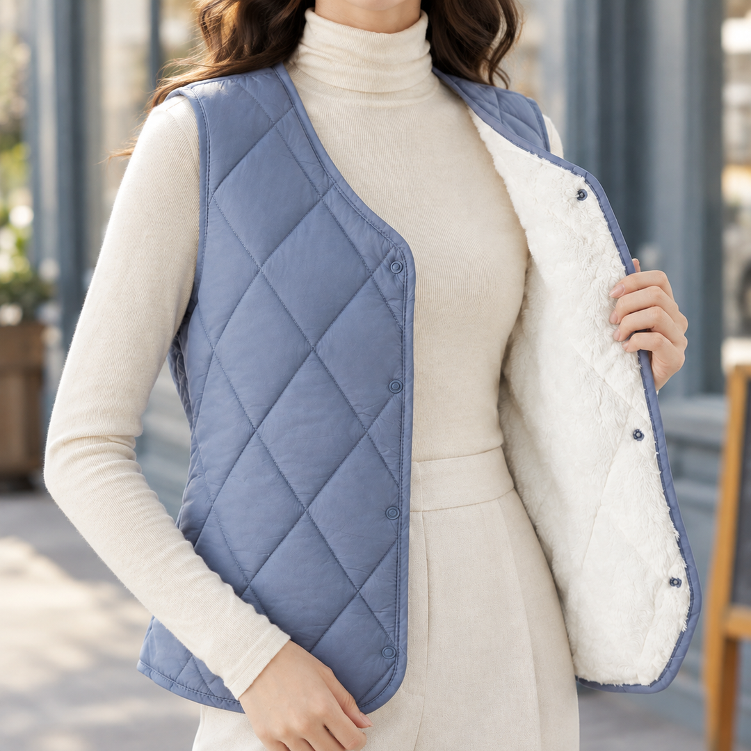 Women's Annabeth Quilted Vest in Sea Blue | Invictora.com