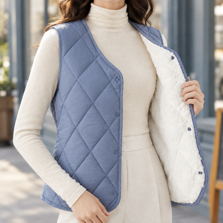 Women's Annabeth Quilted Vest in Sea Blue | Invictora.com