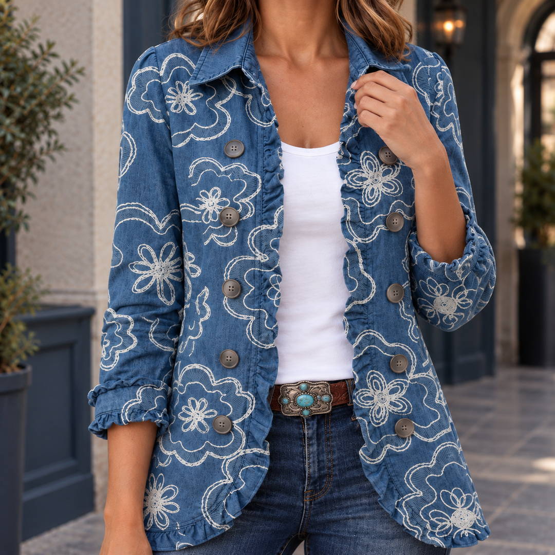 Women's Mirabel-Kate Floral Jacket in Blue | Invictora.com