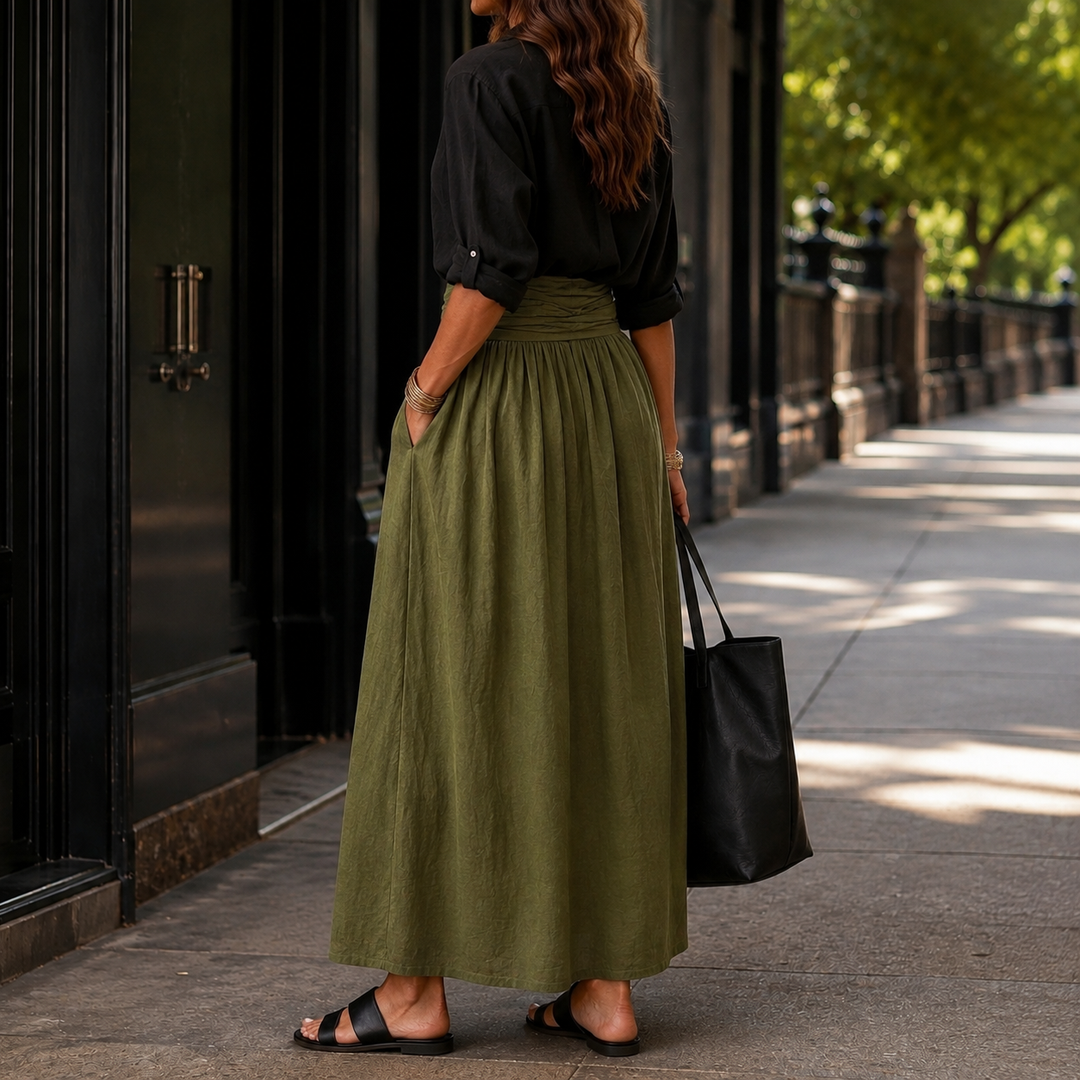Women's Alessia Tie Waist Set in Black Green | Invictora.com