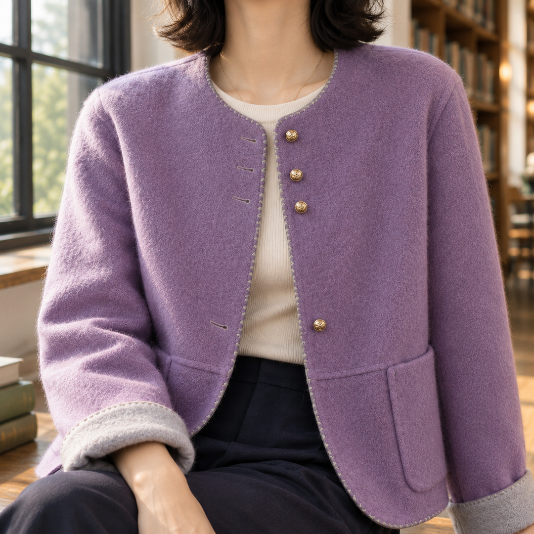 Women's Apolline-Kate Contrast Trim Jacket in Light Purple | Invictora.com