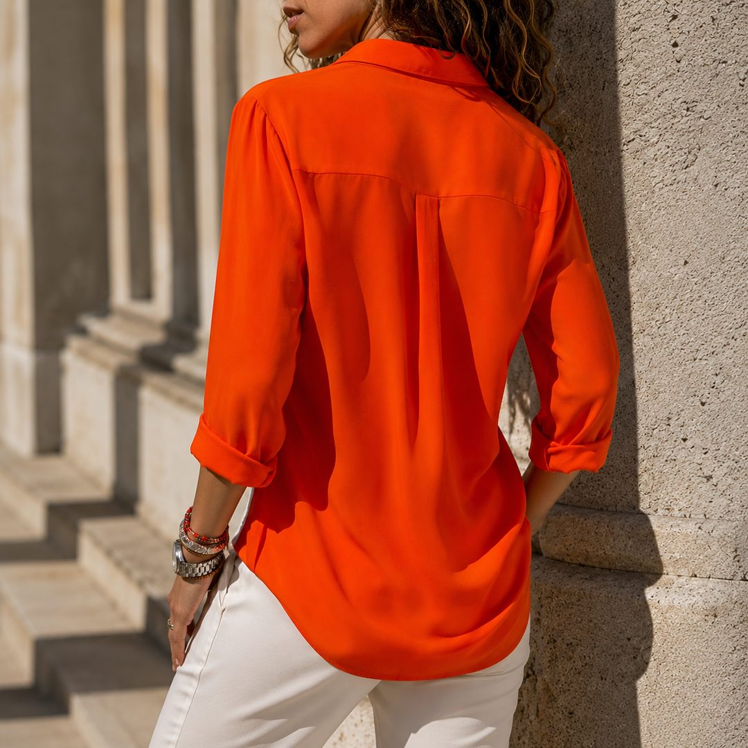 Women's Elodie Fluid Blouse in Orange | Invictora.com