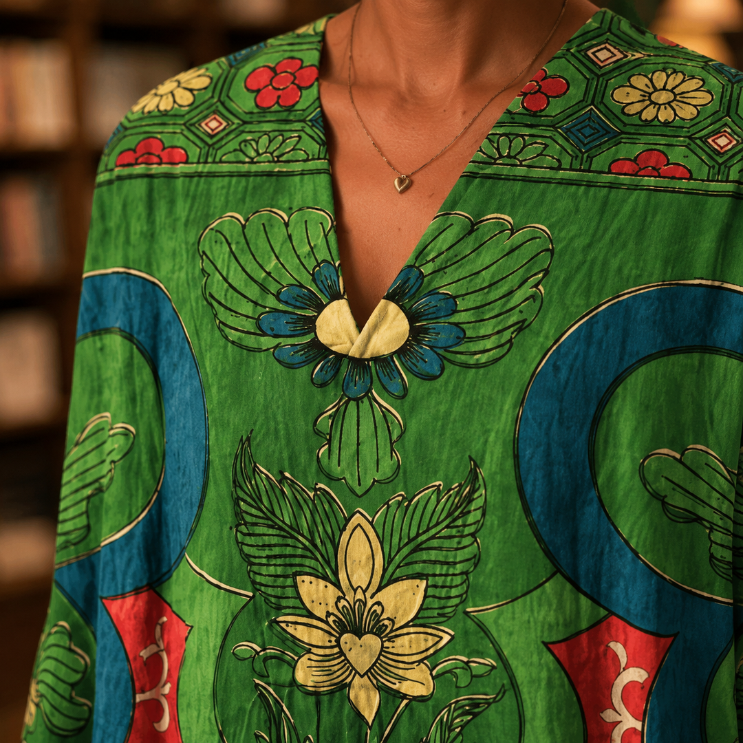 Women's Astrid-June Lotus Maxi Dress in Terracotta Green | Invictora.com