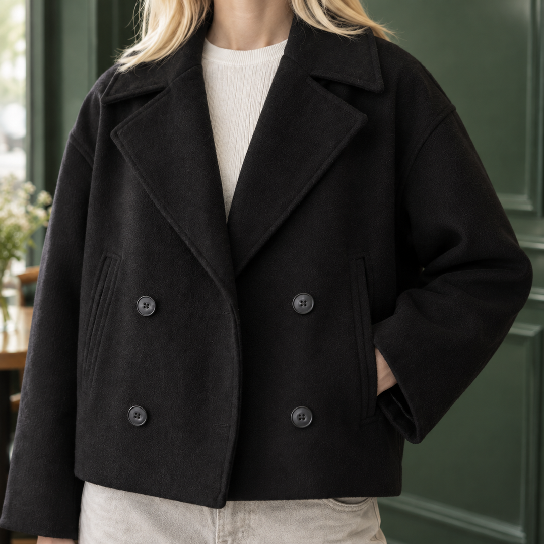 Women's Leonie-Hope Double-Breasted Jacket in Black | Invictora.com