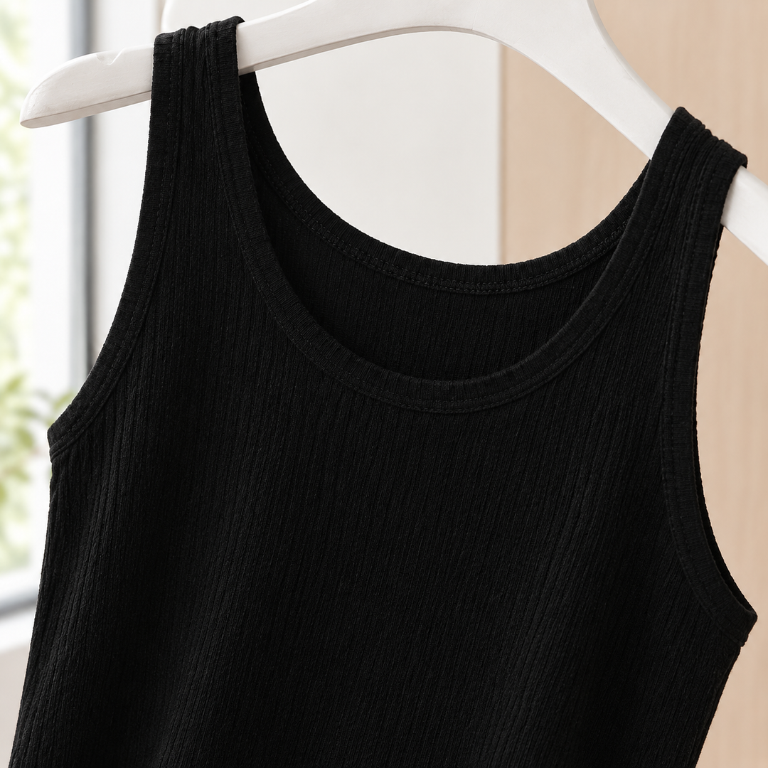 Women's Angelique Scoop Neck Tank in Black | Invictora.com