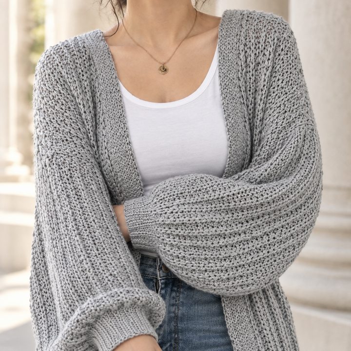 Women's Henriette-Lane Chunky Knit Cardigan in Gray | Invictora.com