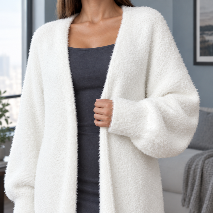 Women's Jade Plush Cardigan in White | Invictora.com