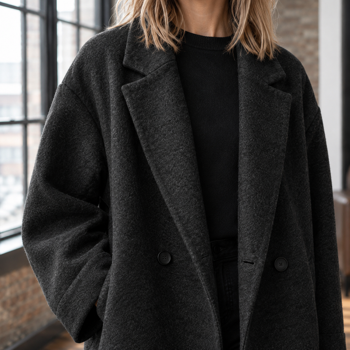 Women's Serena-Faye Wool Blend Coat in Black | Invictora.com