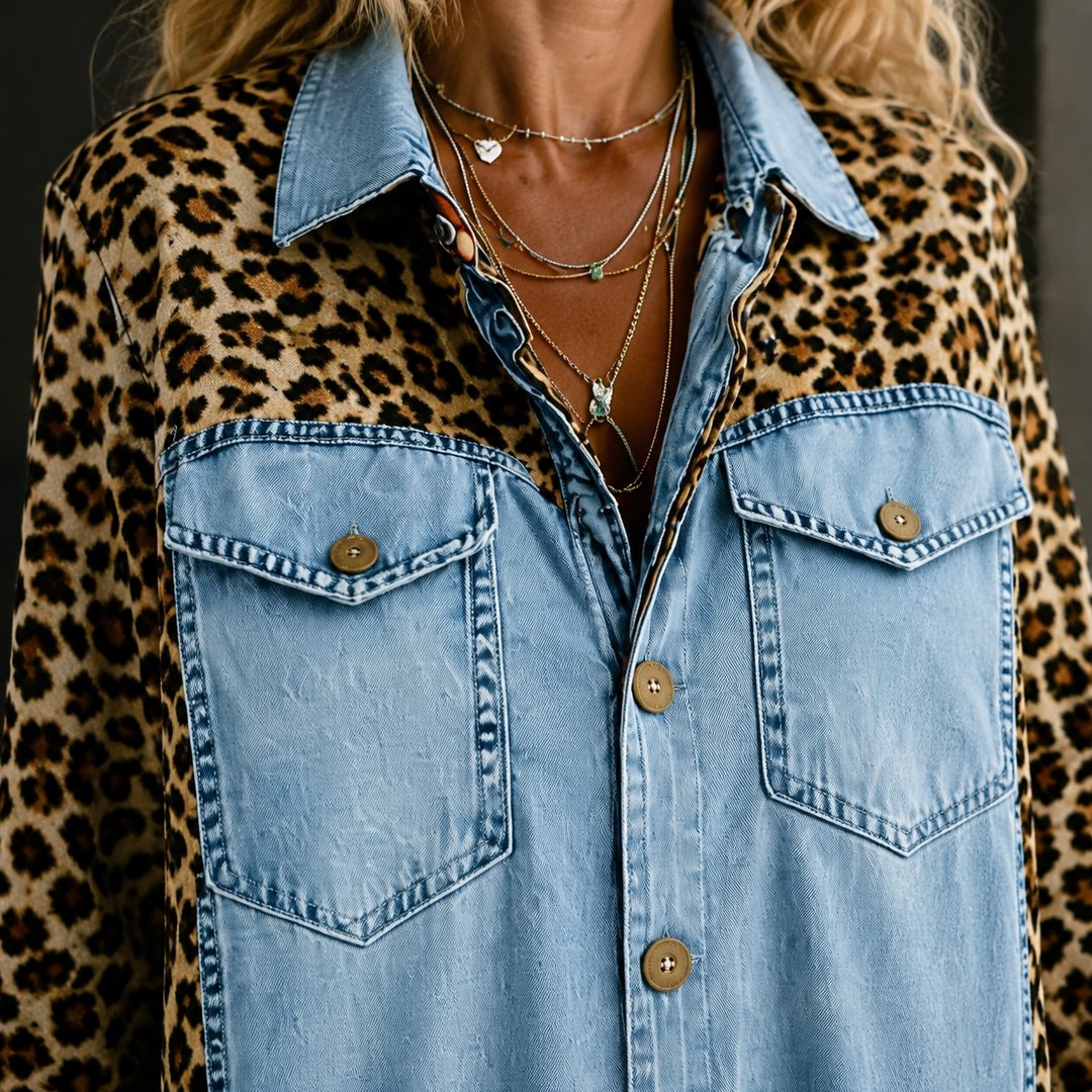 Women's Valeria-Kate Leopard Jumpsuit in Blue | Invictora.com