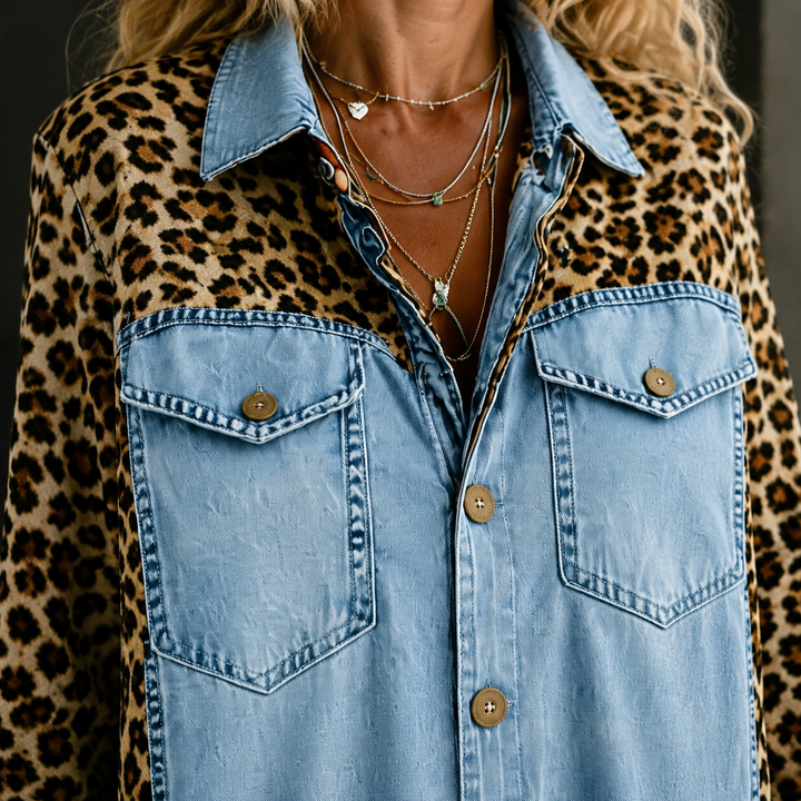 Women's Valeria-Kate Leopard Jumpsuit in Blue | Invictora.com