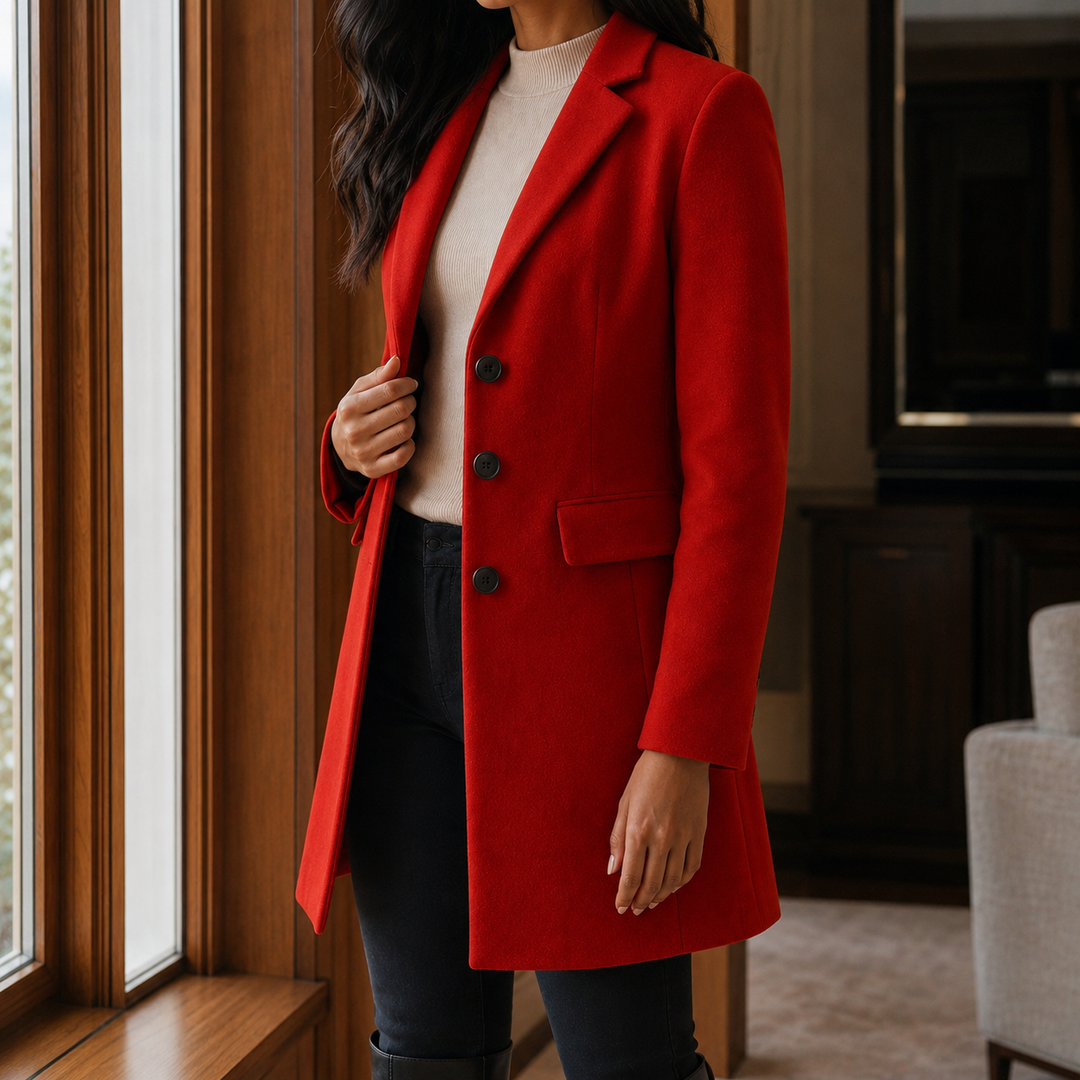 Women's Simone Tailored Coat in Red | Invictora.com