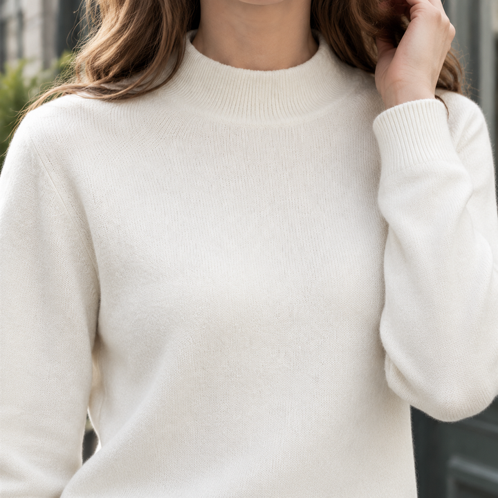 Women's Giulietta-June Mock Neck Sweater in White | Invictora.com